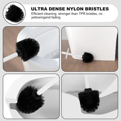 Bronze Toilet Brush and Holder Set，Stainless Steel Heavy Duty Toilet Bowl Brush，Extra Long Handled Modern Toilet Cleaner Brush, Removable Inner Bowl, and Splash Protection