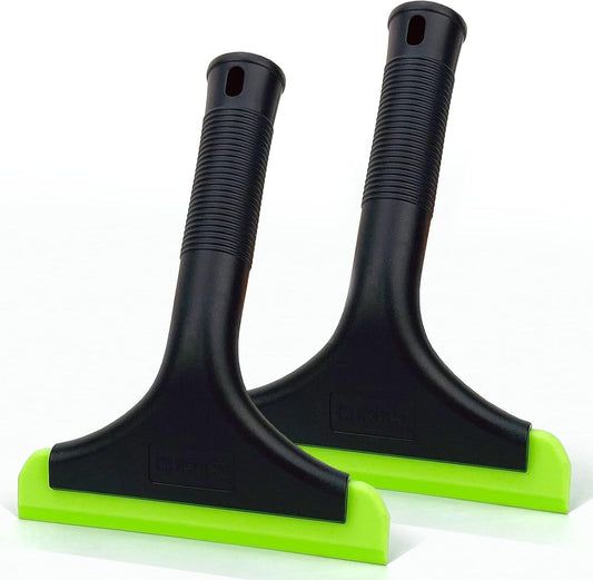 Super Flexible Silicone Squeegee, Auto Water Blade, Water Wiper, Shower Squeegee, 5.9'' Blade and 7.5'' Long Handle, for Car Windshield, Window, Mirror, Glass Door, Grey Black