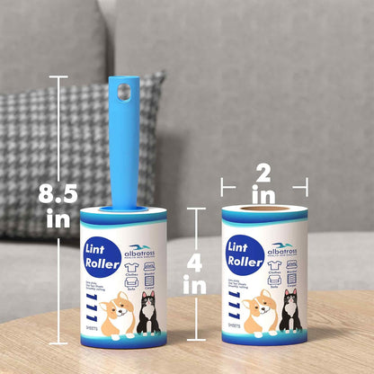 Large Lint Rollers for Carpet, 9.45'' Sticky Rollers for Floor with 360 Sheets, Extendable Long Handle Sticky Mop for Cleaning Couch, Curtains, Cars, Clothing, and Pet Hair