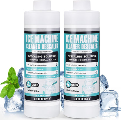 EUHOMY Ice Machine Cleaner Descaler, 16 Fl OZ Ice Maker Cleaner (4 Uses Per Bottle), Ideal Universal Descaling Solution for All Brands Ice Maker, Single Use Coffee and Espresso Machines