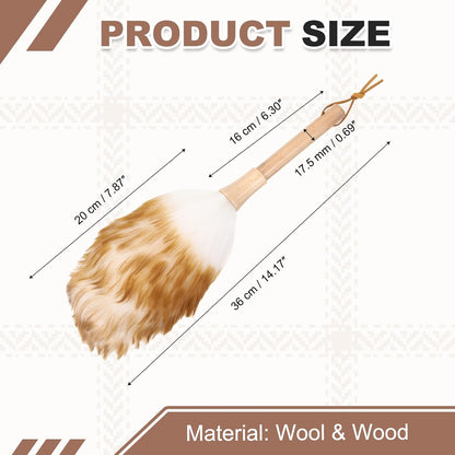 uxcell Wool Duster, 14.2" Natural Feather Cleaner Household Cleaning Duster with Solid Wooden Handle for Cleaning Fans Window Blinds Shelves Furniture, Pink