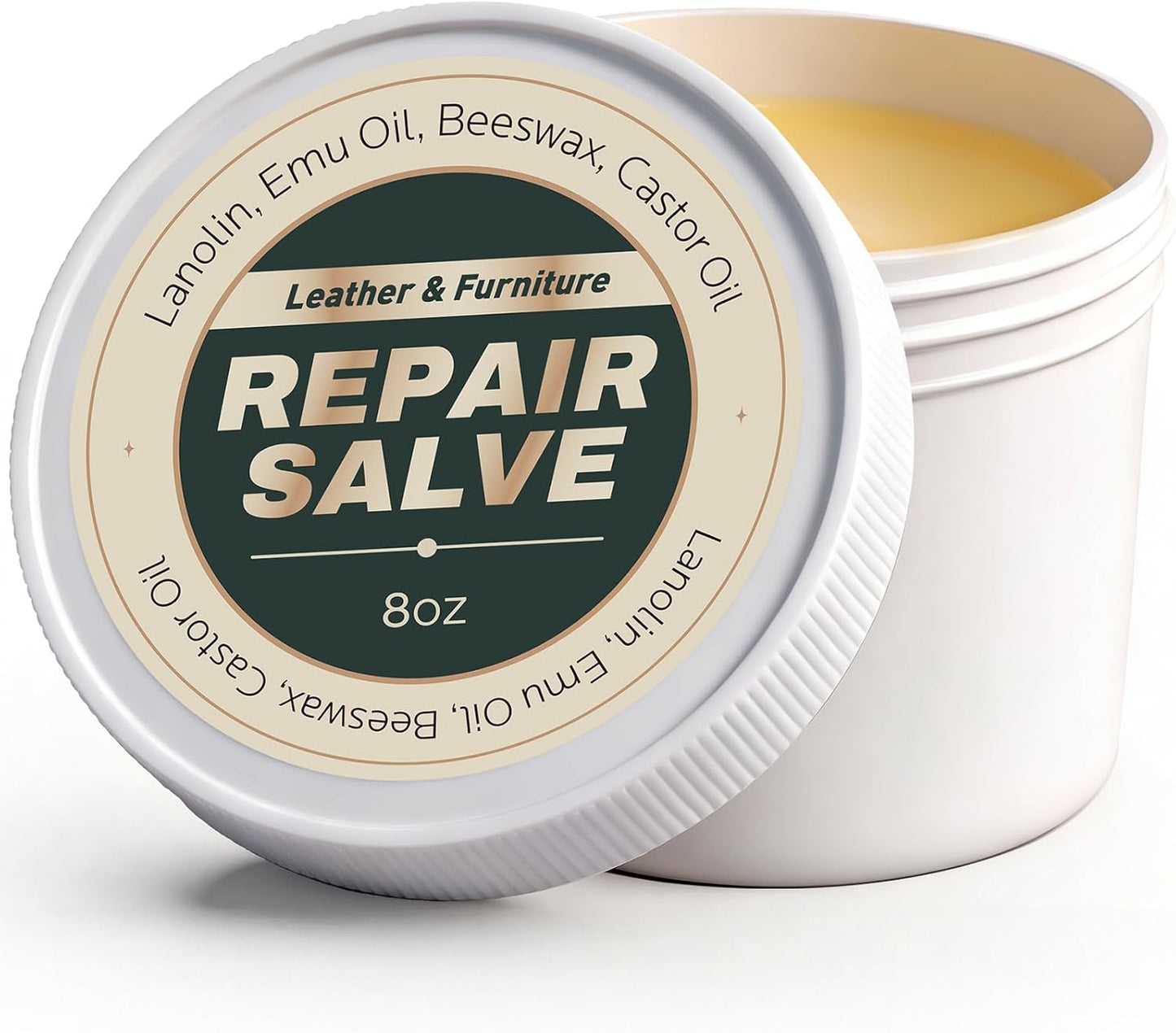 Leather Conditioner & Repair Cream: Leather Cleaner and Conditioner for Car Seats and Interiors - Repair Conditioning Salve for Furniture Couches Shoes Purse Bags (8 Oz)