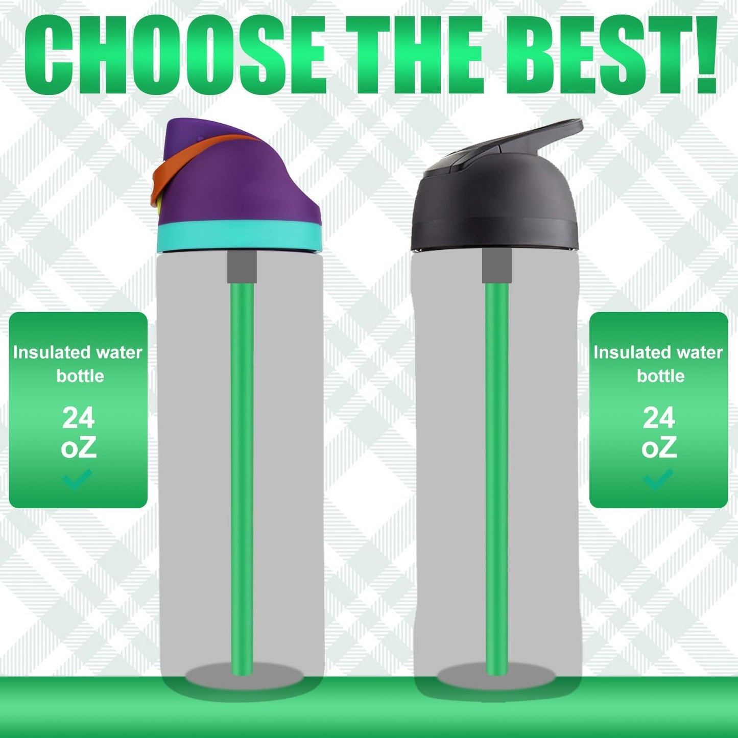 6pcs Replacement Straws for Owala Freesip 24/32oz, Reusable Plastic Straws with Cleaning Brush Tumbler Accessories Parts for Owala Flip 24/32oz Stainless Steel Insulated Water Bottle