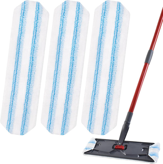 Mop Replacement Pads for OCedar H2prO Flat Mop System, 3 Pack Mop Pads for Ocedar H2prO Flat Mop, Microfiber Mop Heads Replacements for OCedar H2pro, Reusable Mop Refills Safe on Various Floors