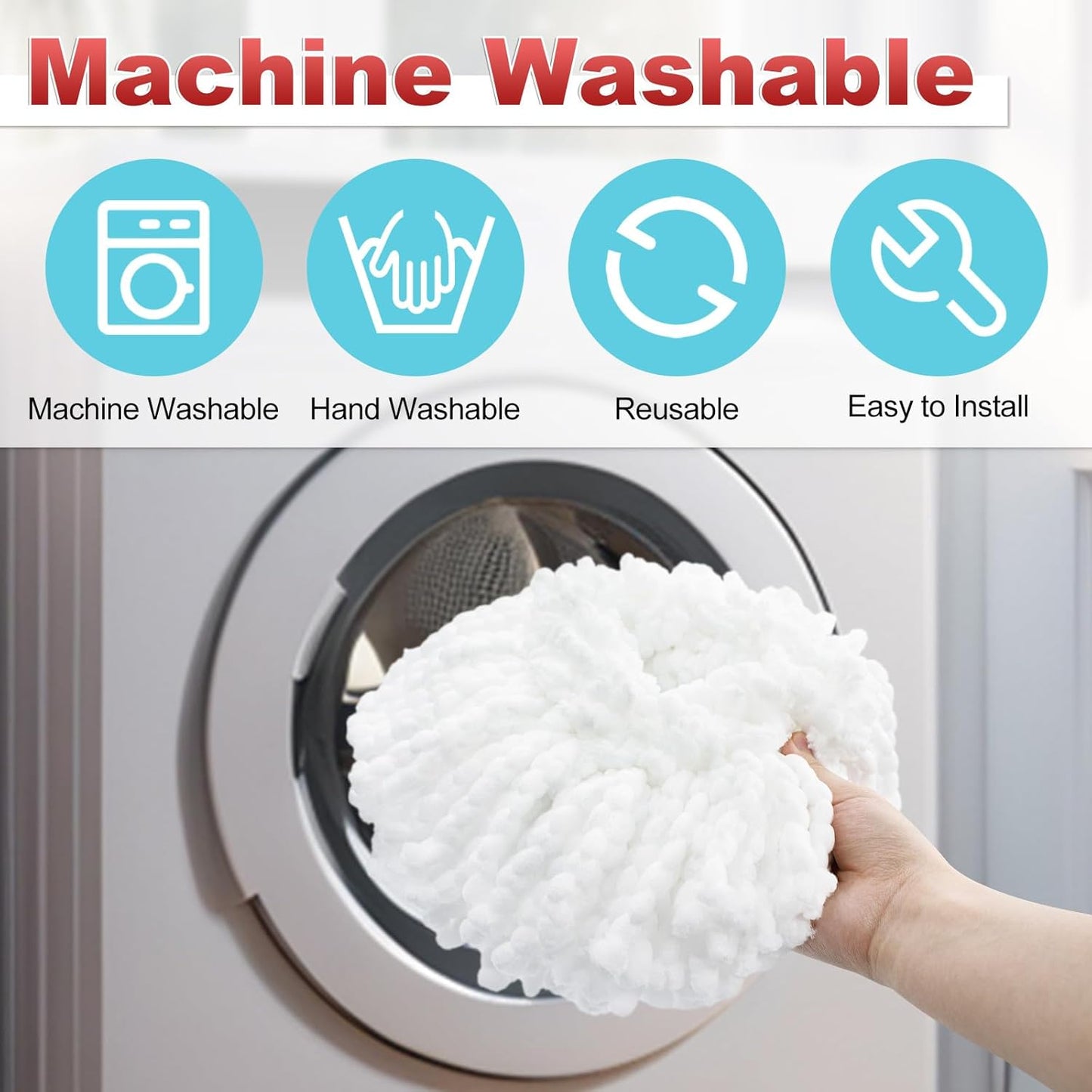 Spin Mop Replace Head, Base, Mop Handle Replacement for OCedar EasyWring 1 Tank System, Include 2 Microfiber Mop Head Replacement, 1 Sturdy Iron 30-58" Mop Handle, 1 Scrubber Head, 1 Spin Base