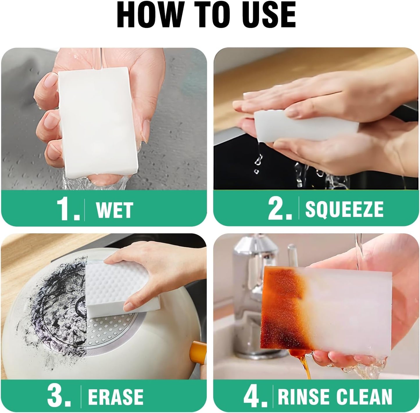Magic Sponges Cleaning Eraser 10 Pack, 2X Compressed Melamine Sponge Cleaner, Melamine Foam All Purpose Cleaning Pads, Heavy Duty Stain Remover for Home Kitchen Bathroom Sneaker Car (10)