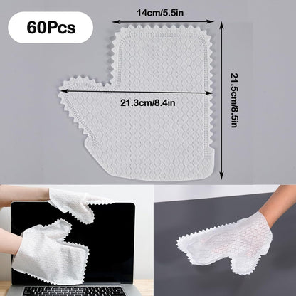 60 Pieces White Microfiber Dusting Gloves – Artisan Dusting Mitt, Dual-Sided Disposable, Grabs and Locks in Dust & Pet Hair, Replaces Dust Wipes & Feather Dusters, Safe for Sensitive Surfaces