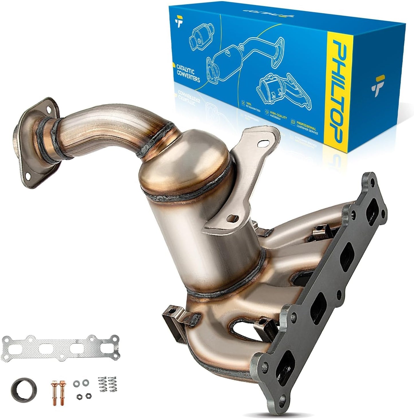 PHILTOP Left and Right Catalytic Converter Replacement For 2005-2010 300 2.7/3.5L V6 RWD, 2006-2010 Charger 2.7/3.5L V6 RWD, 2005-2008 Magnum 2.7/3.5L V6 RWD Replace 55434, 55433 (EPA Compliant) - Colors B