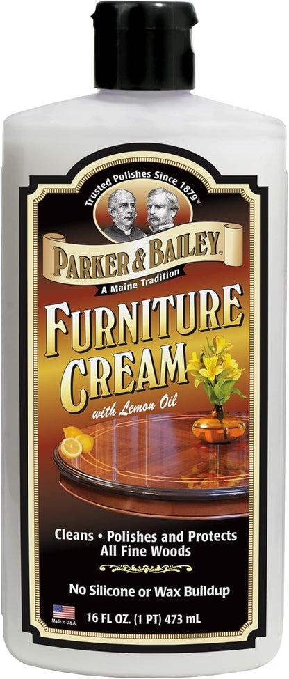 Parker & Bailey Furniture Cream - Multisurface Wood Cleaner and Polish Furniture Quick Shine Restorer Protector Kitchen Cabinets Surface Cleaner House Cleaning Supplies Home Improvement