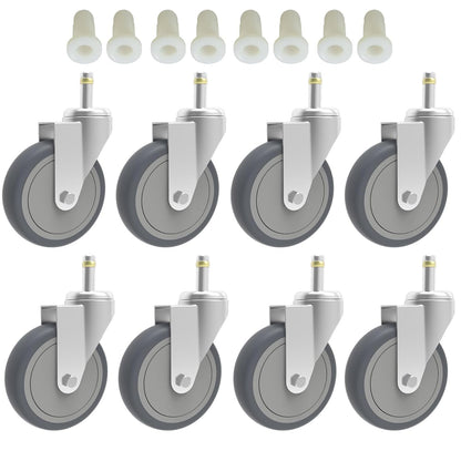 RILIDRI 3-Inch Swivel Stem Caster for Rubbermaid Mop Bucket Utility Cart, 7/16-Inch Stem Diameter Rubber Wheel Set of 4, Heavy Duty TPR Weber Grills Shop Vac Replacement Wheels