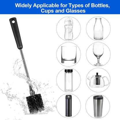 3 Pack Bottle Brush Set, Long Handle Baby Bottle Brush Cleaner with Straw Brush and Lid Brush, Water Bottle Scrubber, Kitchen Scrub Cleaning Brushes for Cups, Coffee Mugs, Tumblers, Thermos