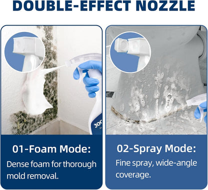 Jocecury 500ml Powerful Kitchen Degreaser Foam Spray – Multipurpose Grease Remover for Pots, Pans, Countertops & Appliances with 2-in-1 No-Rinse Dual Spray Nozzle (Lemon)