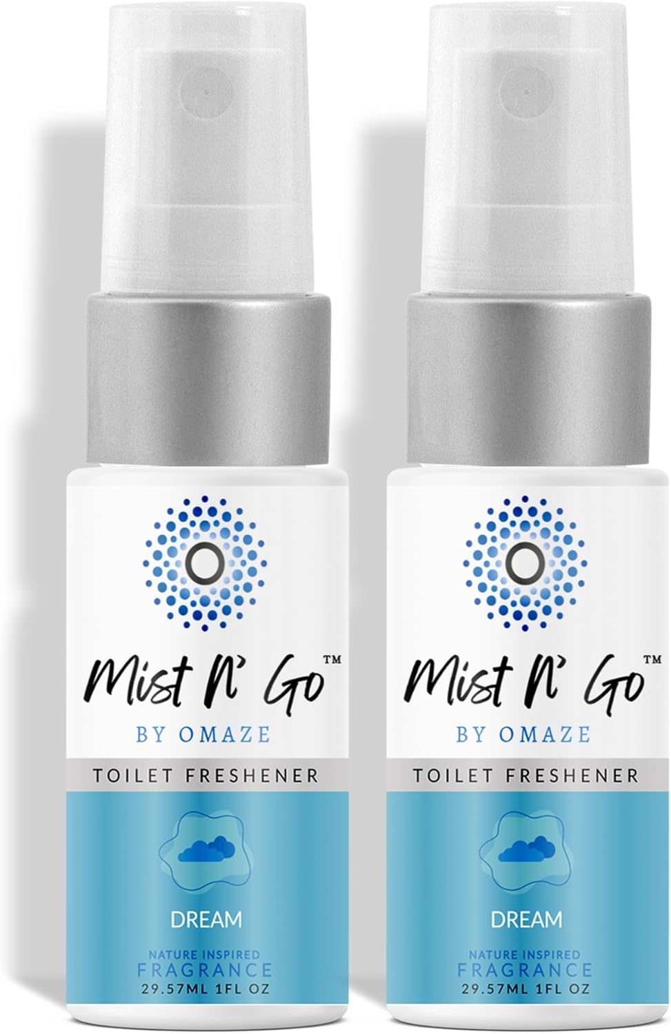 Mist N’ Go by Omaze Travel Bathroom Spray for Toilet Spray Odor Eliminator - Travel Toilet Spray for Bathroom Air Freshener Spray for Bathroom Deodorizer - Clean Mix, Travel Size (1oz x2)