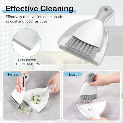 NACENA Mini Dustpan and Brush Set 2 Pack, Small Broom and Dustpan Set Dust Pan and Mini Hand Broom Dustpan and Broom Combo Compact for Home Table Keyboards Sofa Kitchen, Blue