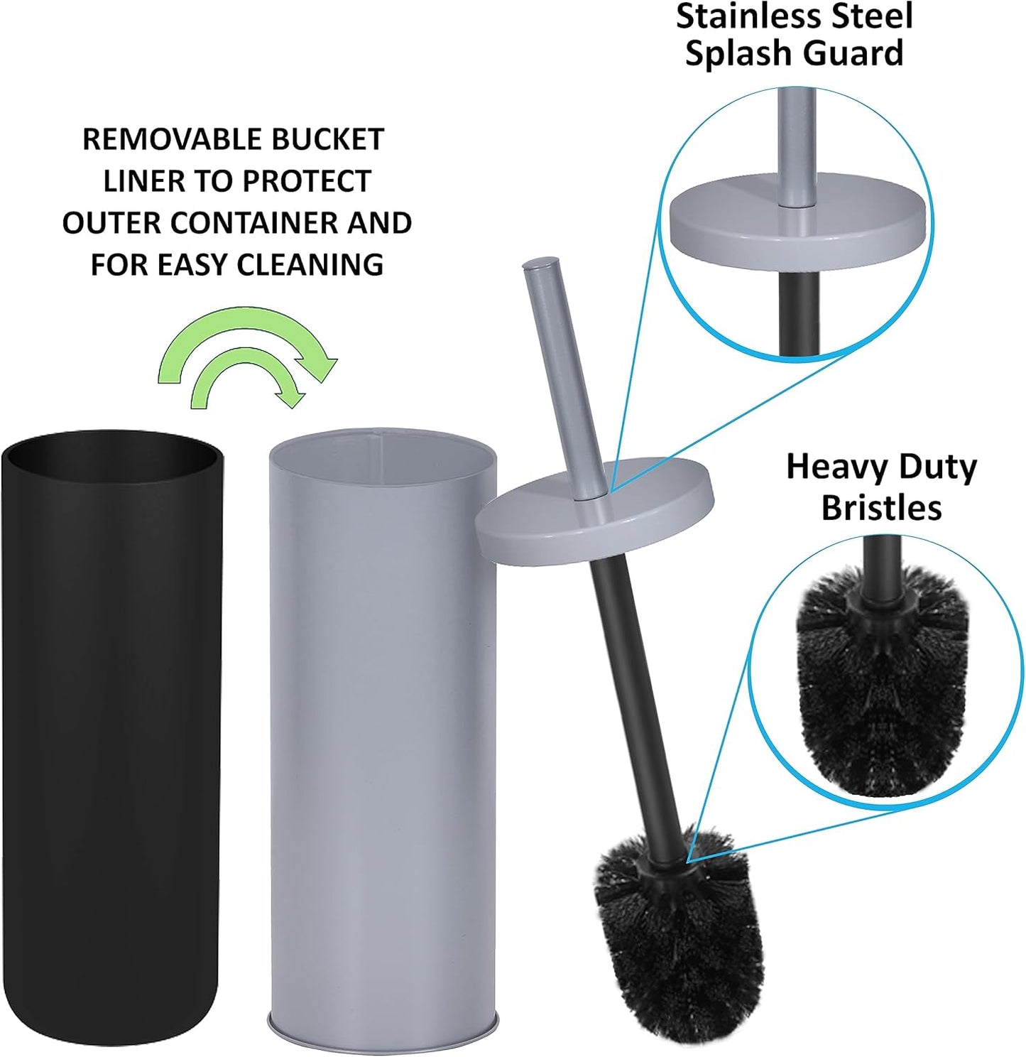 Deep & Sturdy Toilet Bowl Brush with Holder - Durable Scrubbing - Toilet Cleaners - Household Essentials - Bathroom Cleaner - Cleaning Supplies - Household Supplies, Painted Satin Gold