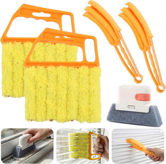 5-Pack Blind Cleaning Kit - Professional Tools for Window Blinds, Air Vents, Tracks & Fans | Extendable Handle with Washable Microfiber Brushes | All-in-One Dust Removal Set