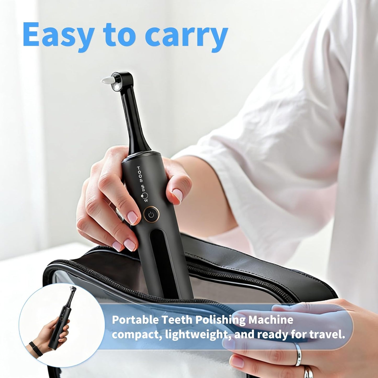 Tooth Polisher with Remineralization Gel, USB Rechargeable Teeth Whitening Kit for Cleaning and Whitening, 6 Polishing Pastes, 5 Brush Heads, LED Light, Travel Case, 4 Speeds, Easy at-Home Dental Care