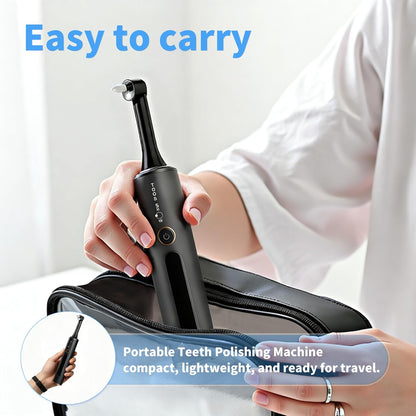 Tooth Polisher with Remineralization Gel, USB Rechargeable Teeth Whitening Kit for Cleaning and Whitening, 6 Polishing Pastes, 5 Brush Heads, LED Light, Travel Case, 4 Speeds, Easy at-Home Dental Care