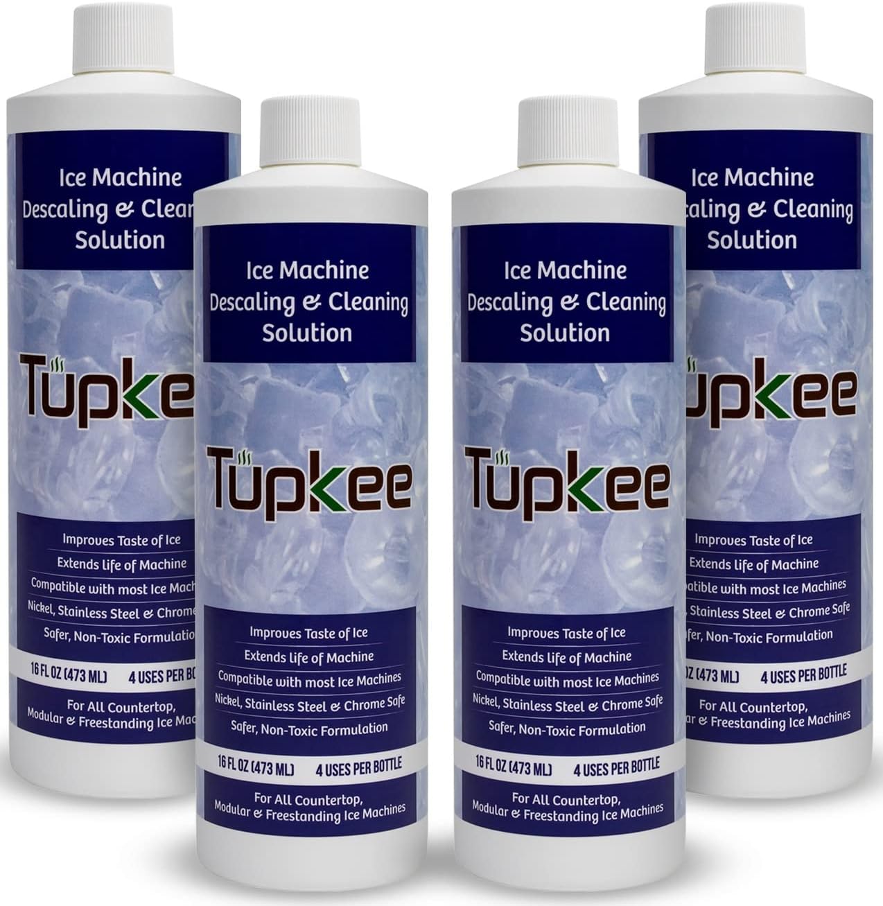 Ice Machine Cleaner Nickel Safe - 16oz, Compatible for Affresh, Whirlpool 4396808, Manitowoc, Kitchenaid, Scotsman Ice Maker Cleaner Descaler - Pack of 4
