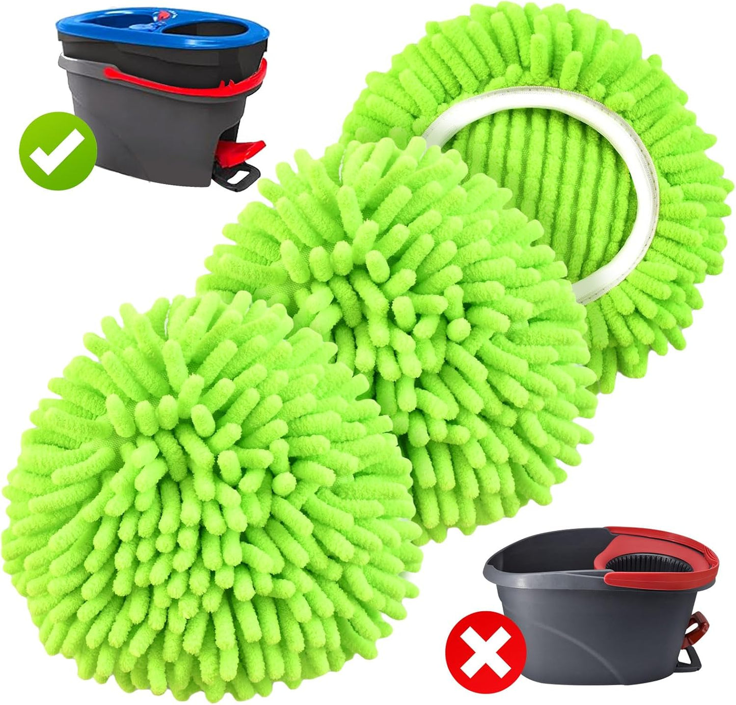 Mop Replace Head for O Cedar, Spin Mop Heads Replacements for Ocedar Easywring 1 Tank Spin Mop, Chenille Duster for Ocedar Mop Include 3 Pack Microfiber Chenille Mop Pad for Ocedar Spin Mop