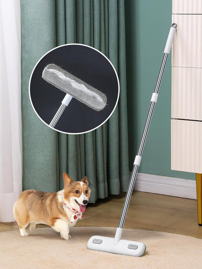 Rubber Floor Squeegee for Smooth Surface Concrete Floor, Tile Floor, Heavy Duty Garage Shower Floor Squeegee Broom for Removing Water, Commercial Scrubber Mop with Adjustable Long Handle
