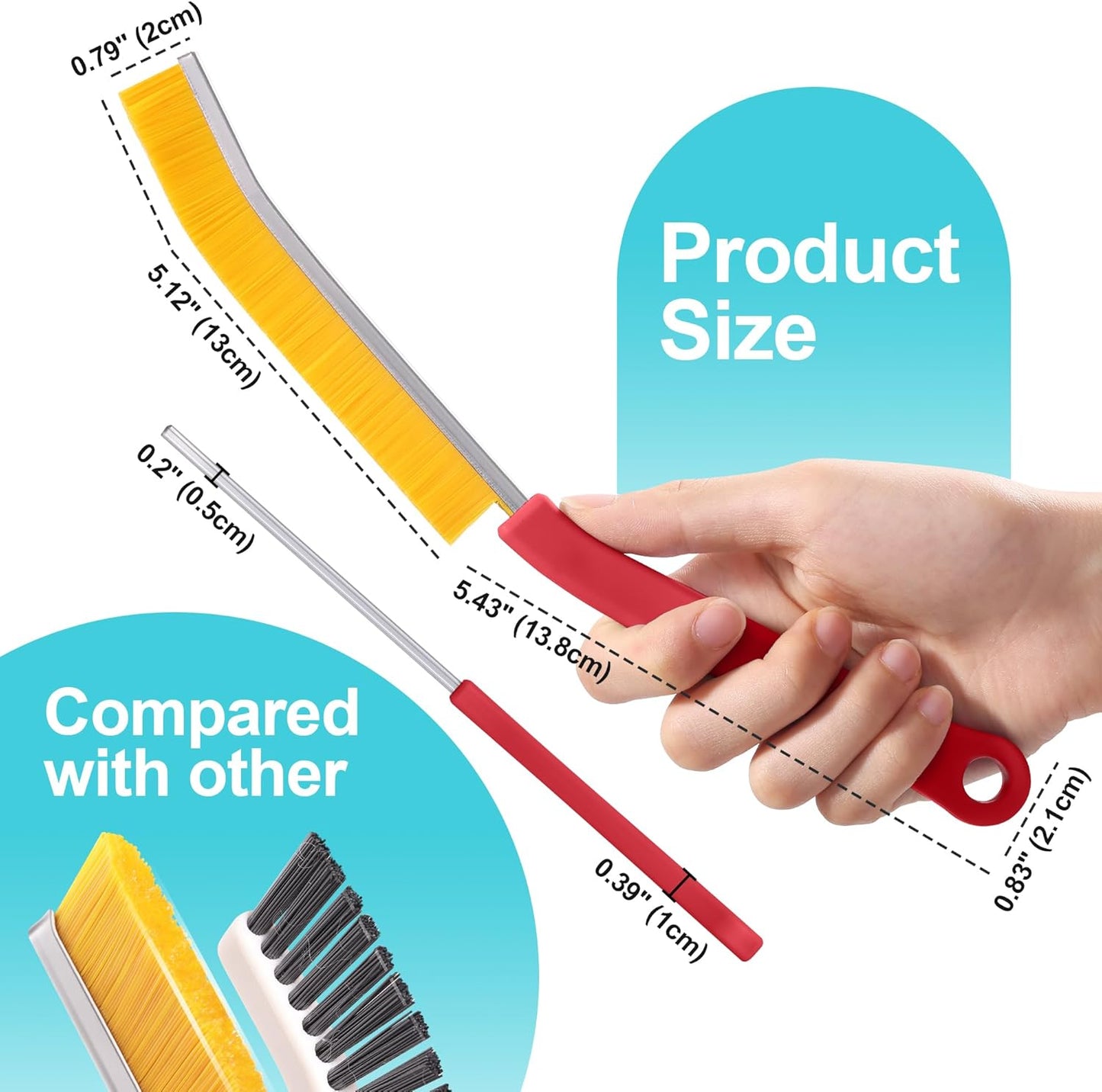 JOYMOOP 4 Pack Crevice Cleaning Brush, Hard Bristle Grout Brush, House Cleaning Supplies, Magnetic Gap Cleaning Brush for Kitchen, Bathroom, Window, Toilet, Multifunctional Cleaning Tools-4 Colors