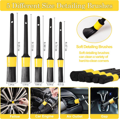 TTRCB 27Pcs Car Detailing Kit, Car Cleaning Kit, Car Detailing Brush Set, Drill Brush Set, Car Detailing Brushes, Car Wash Kit, Car Accessories, Car Cleaning Supplies for Interior, Exterior, Wheels