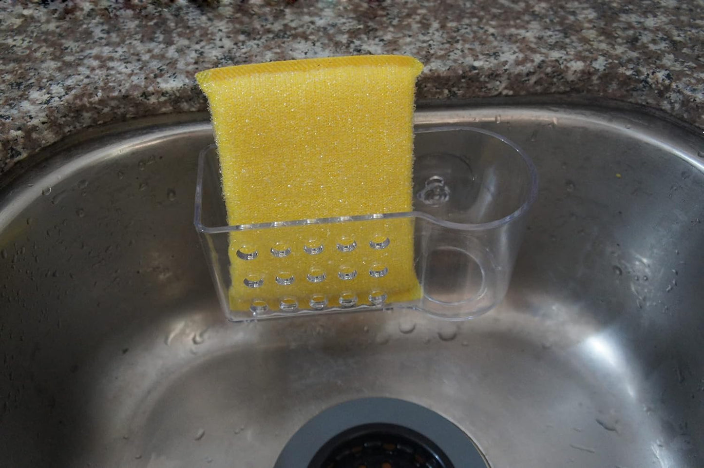 Sponge Holder for Kitchen Sink Suction,Plastic Sink Brush Sponge Caddy Sink Organizer-(5.7" x 2.4" x 3.1"),Clear