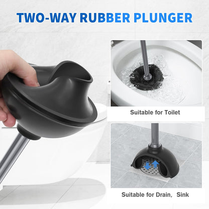 LOVLOY Toilet Plunger and Brush,2 Pack Bowl Brush and Heavy Duty Toilet Plunger Set with Ventilated Holder, 2-in-1 Toilet Brush and Plunger Combo for 5.3-inch Toilet Drain Bathroom Cleaning