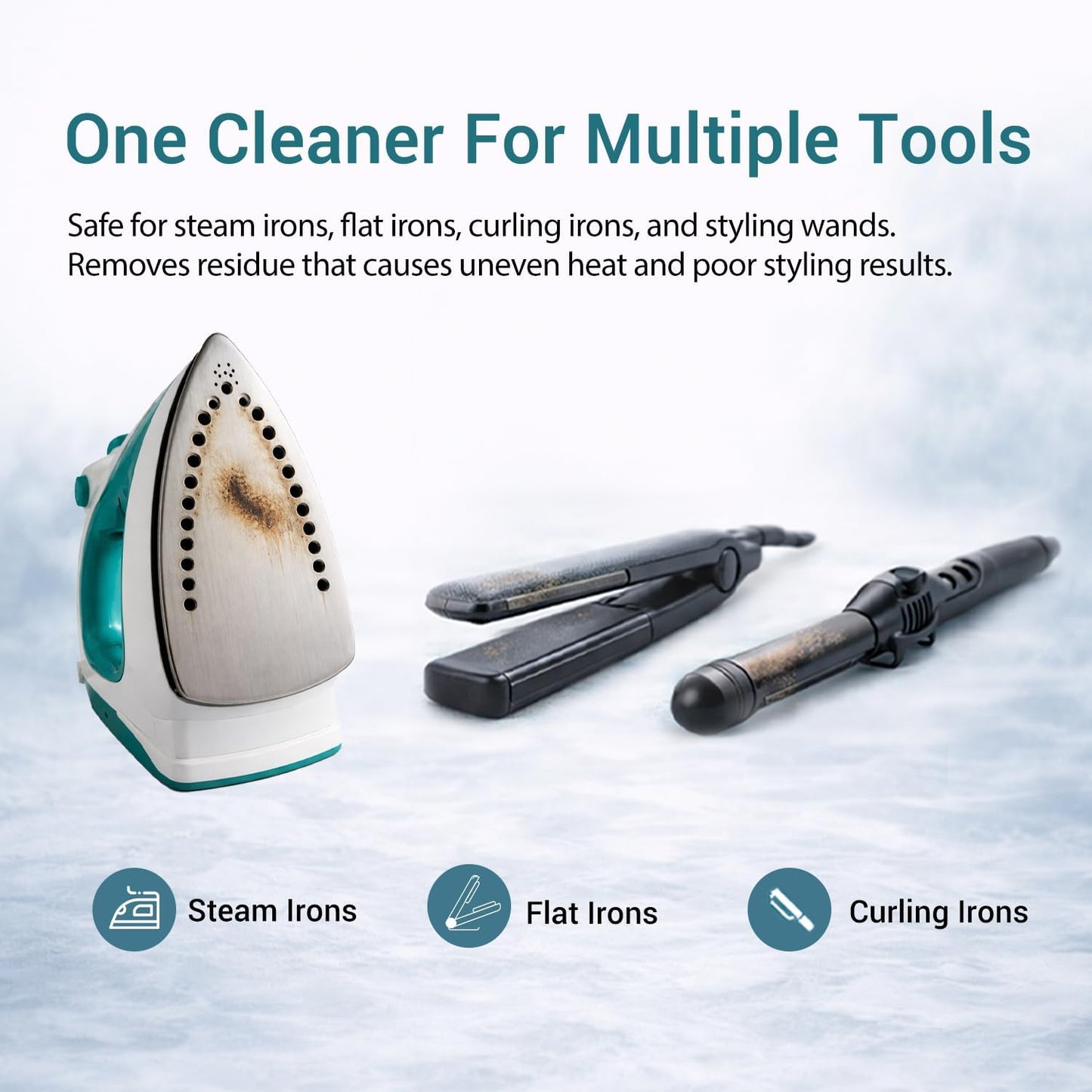 150g No Smoke Iron Cleaner, Cold Use Soleplate Cleaner Paste for Steam Irons, Removes Starch, Melted Fabric & Glue, Safe for Flat & Curling Irons, with Microfiber Cloth