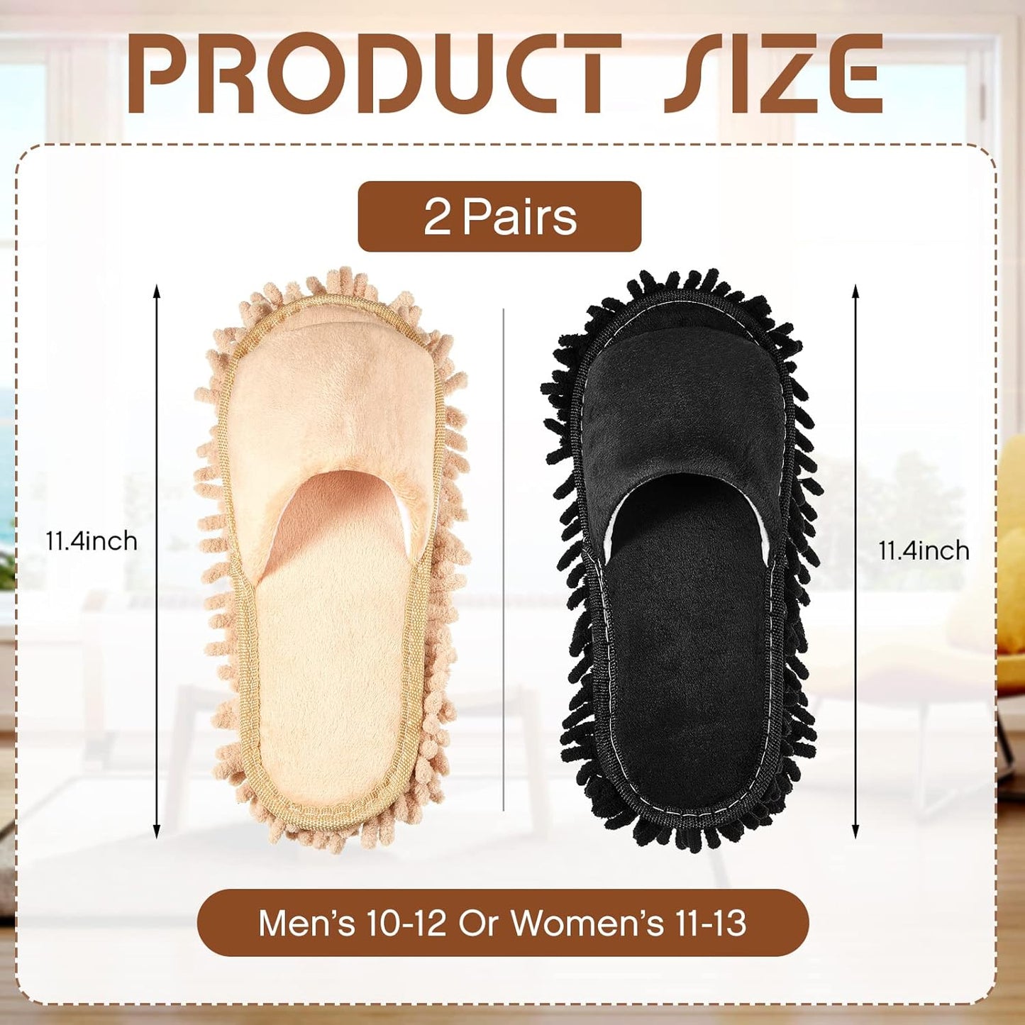 Jecery 2 Pairs Microfiber Cleaning Mop Slippers for Floor Cleaning House Mop Shoes Men and Women Washable Unisex Dusting Slippers Dirt Tool Supplies(Medium,Gray)