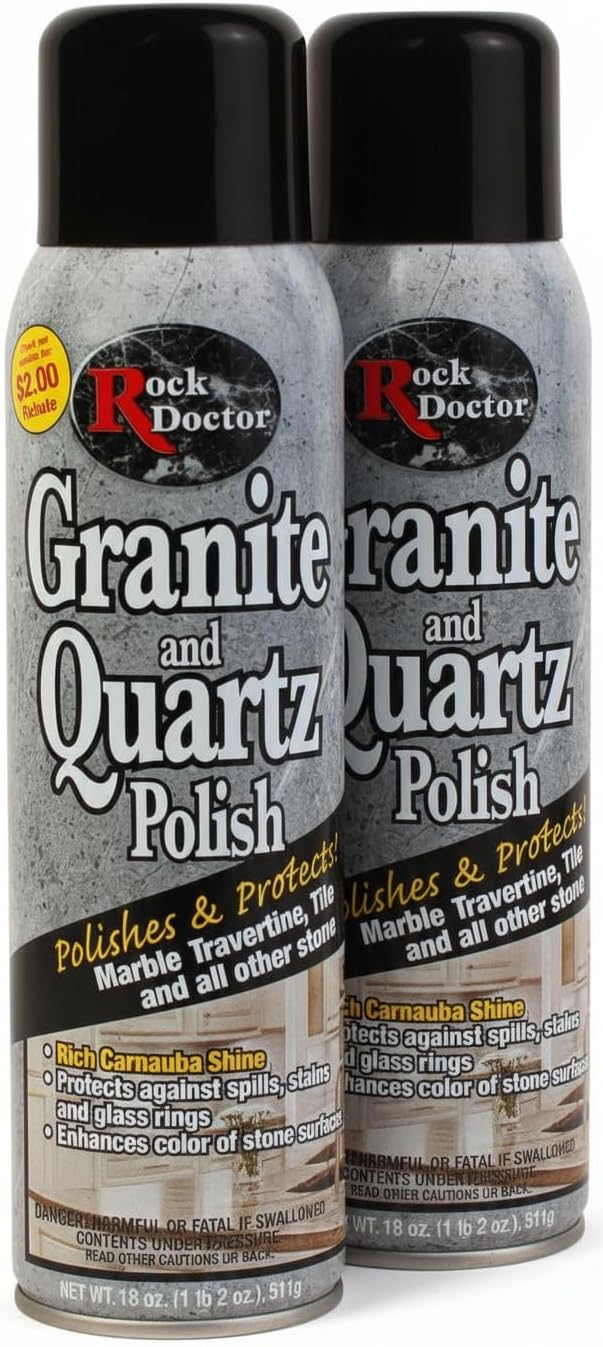 Rock Doctor Granite Polish Spray and Surface,18oz.Can Polish Tile, Marble, Kitchen Countertop, and Natural Stone Surfaces, Streak-Free Shine Pack of 1