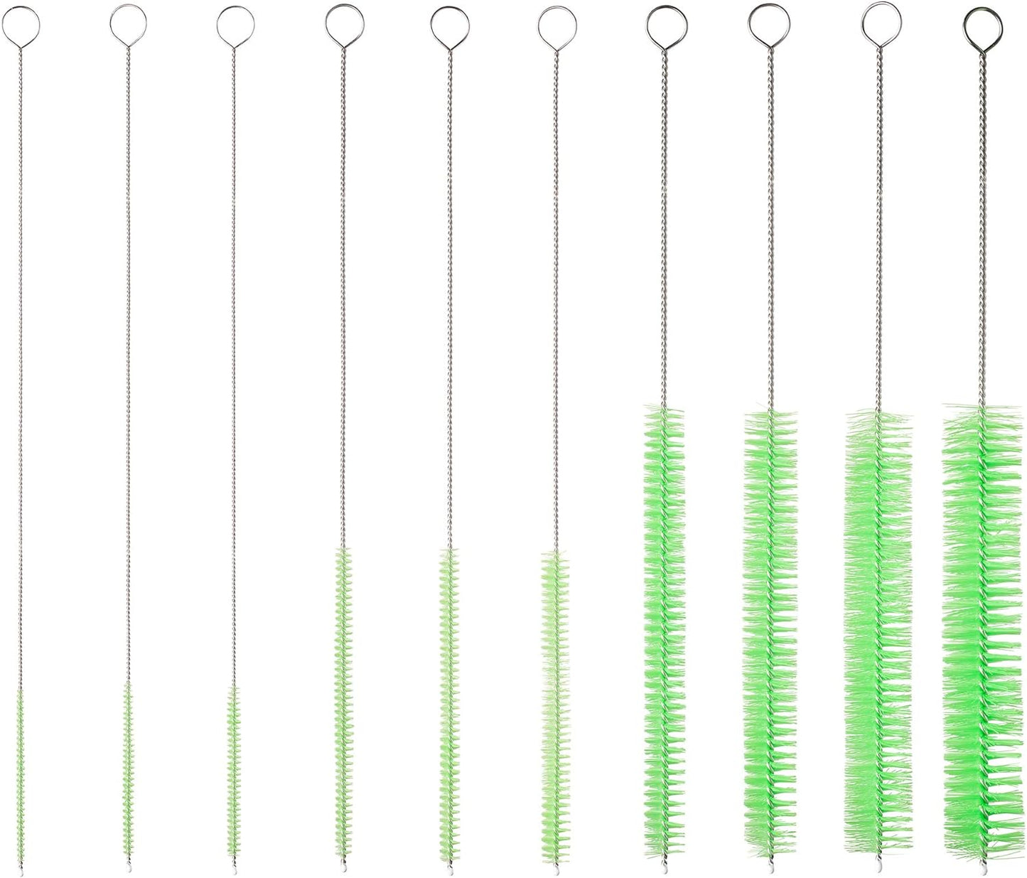 10" Tube Cleaning Brush Set, 5 Pack Large, Extra Long Nylon Straw Brushes with Flexible Handles for Bottles, Cleaning Straws, Pipe Cleaners, Keyboard, Glass, Guns, Detailing and Deep Cleaning, Black