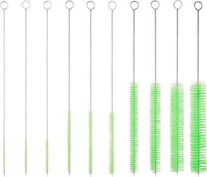 10" Tube Cleaning Brush Set, 5 Pack Large, Extra Long Nylon Straw Brushes with Flexible Handles for Bottles, Cleaning Straws, Pipe Cleaners, Keyboard, Glass, Guns, Detailing and Deep Cleaning, Black
