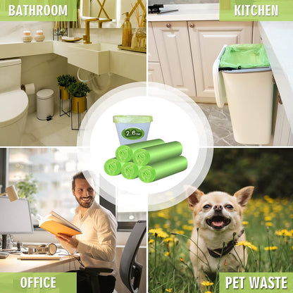 Small Trash Bags 4-6 Gallon, Inwaysin 200 Count Biodegradable Trash Bags 4 Gallon, Extra Strong Small Garbage Bags Unscented, Size Expanded, Green, for Bathroom Bedroom Office Kitchen Trash Can