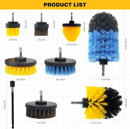 15 Pcs Drill Brush Attachments Set Fluffy Soft and Hard Bristles Horsehair Brush Cleaning Kit Scrub Sponge Polishing Pads for Home Bathroom Car Kitchen Corners Sink Stubborn Stains Tiles