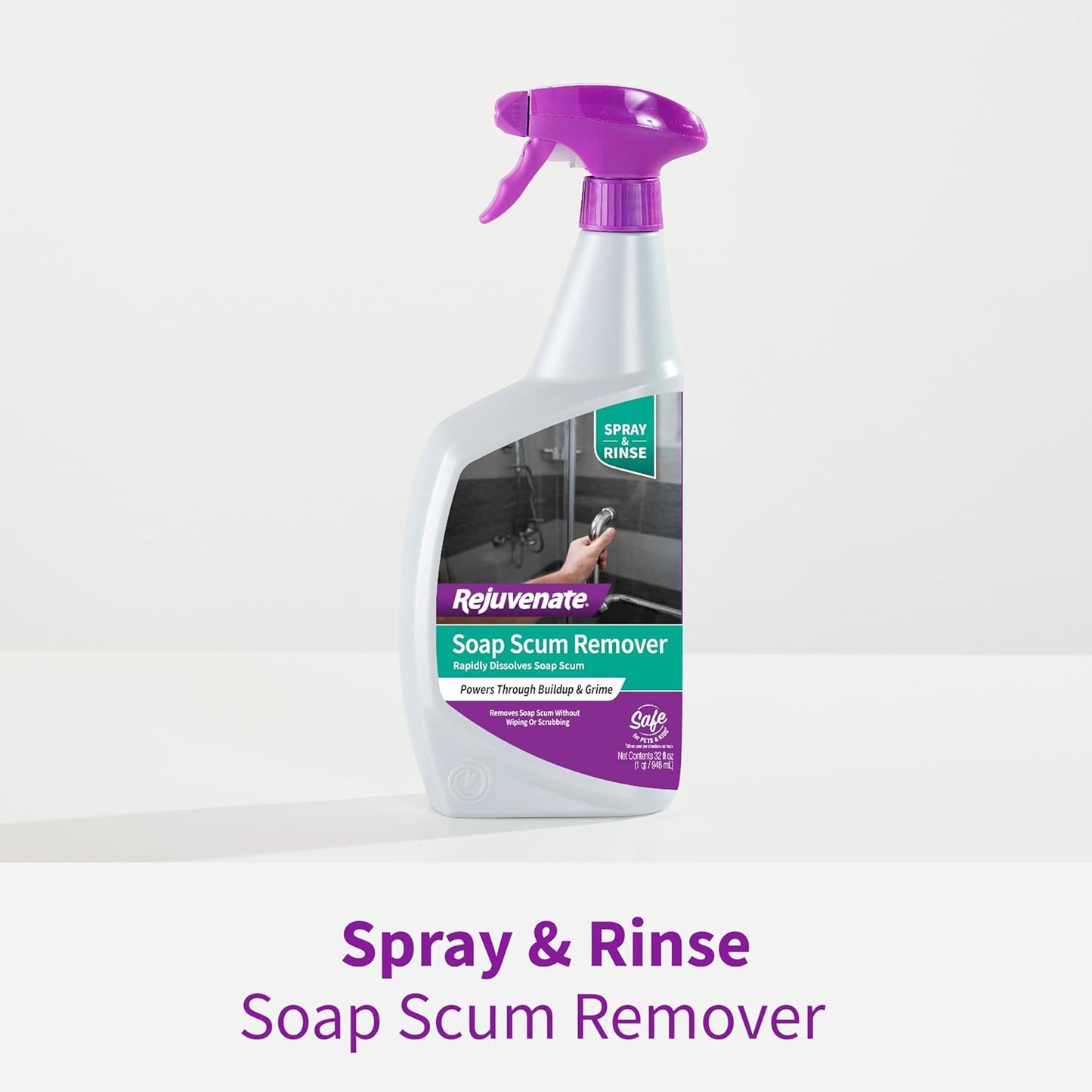 Rejuvenate Soap Scum Remover Easily Dissolves Soap Scum Without Scrubbing, 32 Ounces, 2 Pack