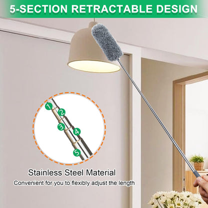 2 Pack Microfiber Duster for Cleaning, Small Dusters with Microfiber Head, Extendable Pole, Hand Washable, Cleaning Supplies for Office, Car, Window, Furniture