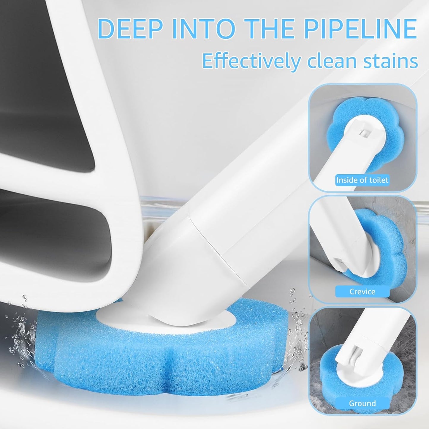 36 Toilet Brush Refills Replacement Heads for Wall Mounted Toilet Cleaning Kit Extended Handle 360 Deep Cleaning Bathroom