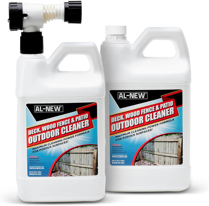 AL-NEW Outdoor Cleaner | 64oz Hose End Sprayer (Pack of 2) (Deck, Wood Fence, & Patio Outdoor Cleaner)