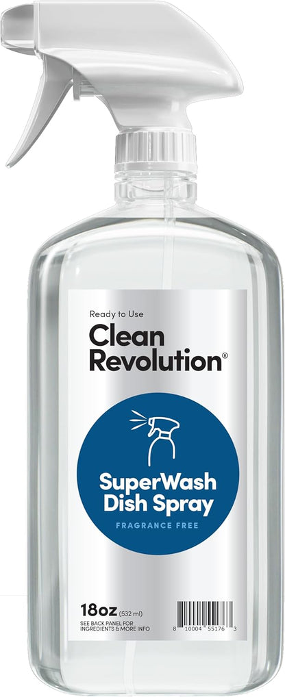 Clean Revolution SuperWash Dish Soap Spray 128oz Refill Supply Container, Ready to Use Formula, Citrus Fragrance, 1 Pack