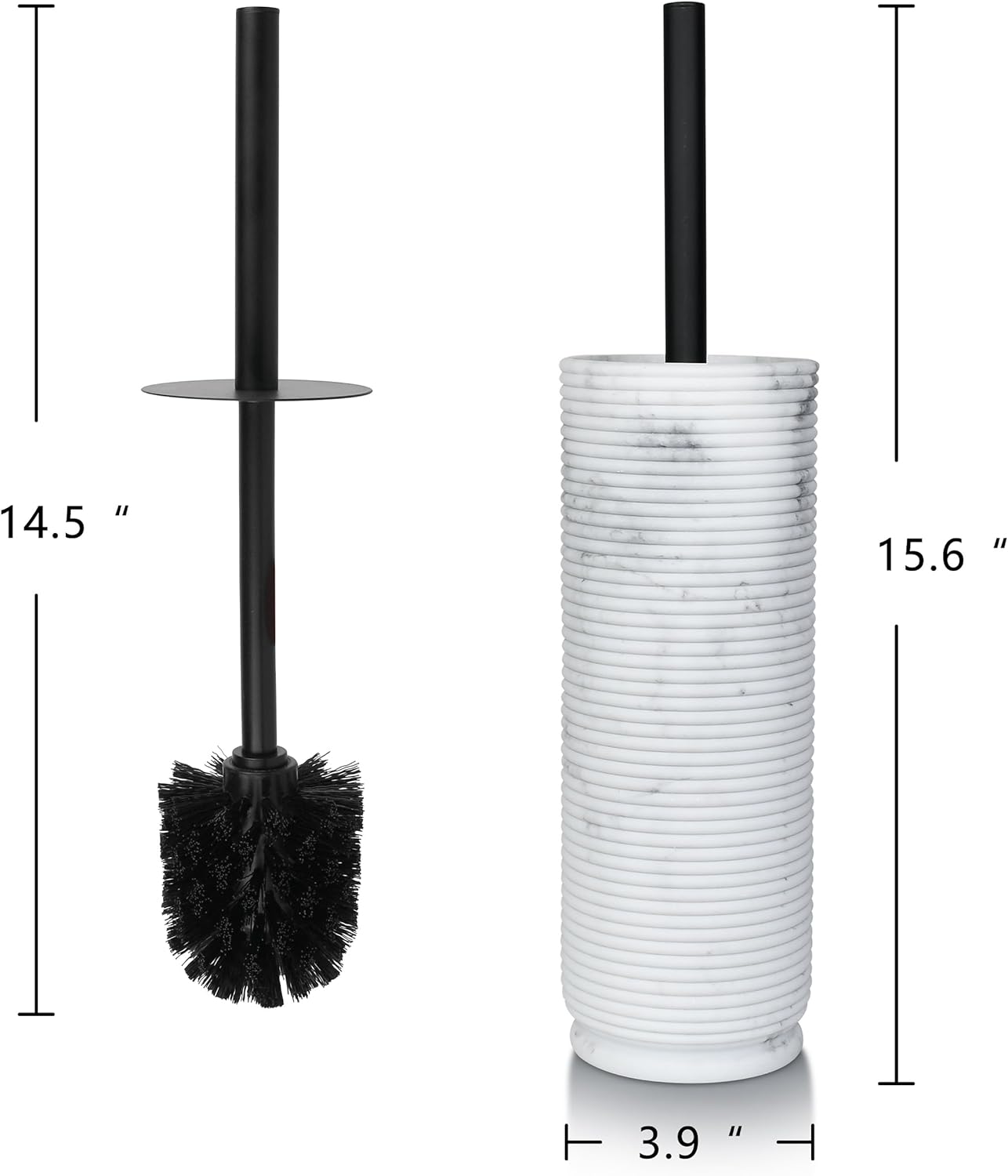 White Floral Branches Design Resin Toilet Bowl Brush and Holder Set, Elegant Bathroom Cleaning Tool with Durable Bristles, Compact and Functional