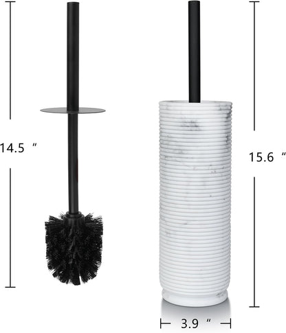 White Floral Branches Design Resin Toilet Bowl Brush and Holder Set, Elegant Bathroom Cleaning Tool with Durable Bristles, Compact and Functional
