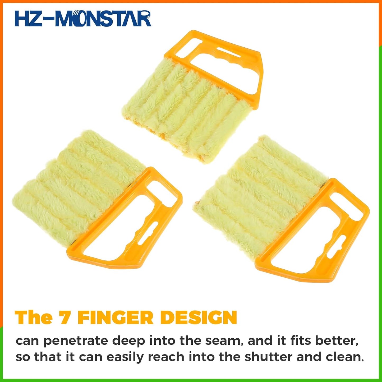 3Pcs Blind Cleaner Duster Tool, 7-Finger Dusting Tool for Window Venetian, Washable Mini Brush, Air Conditioner Handheld Mini Duster Brush for Wood Blinds Dust Dirt