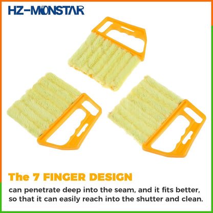 3Pcs Blind Cleaner Duster Tool, 7-Finger Dusting Tool for Window Venetian, Washable Mini Brush, Air Conditioner Handheld Mini Duster Brush for Wood Blinds Dust Dirt