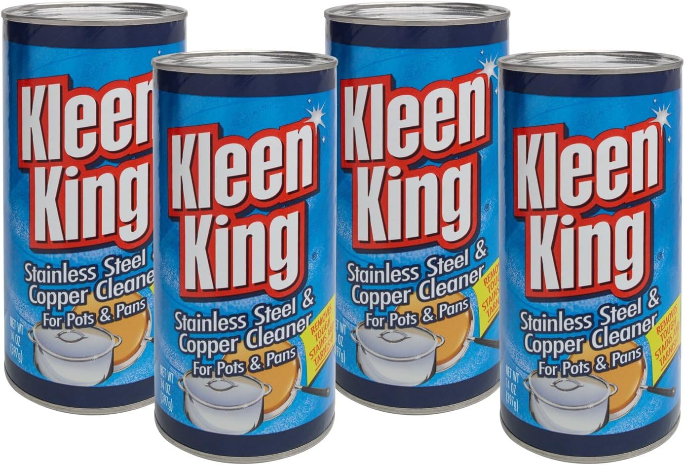 King Kleen Stainless Steel Cookware Cleaner and Copper Cleaner (14 oz, 1 Pack) Helps Remove Stains and Tarnish from Pots and Pans, Multi-Purpose Metal Cleaner, Powder Form