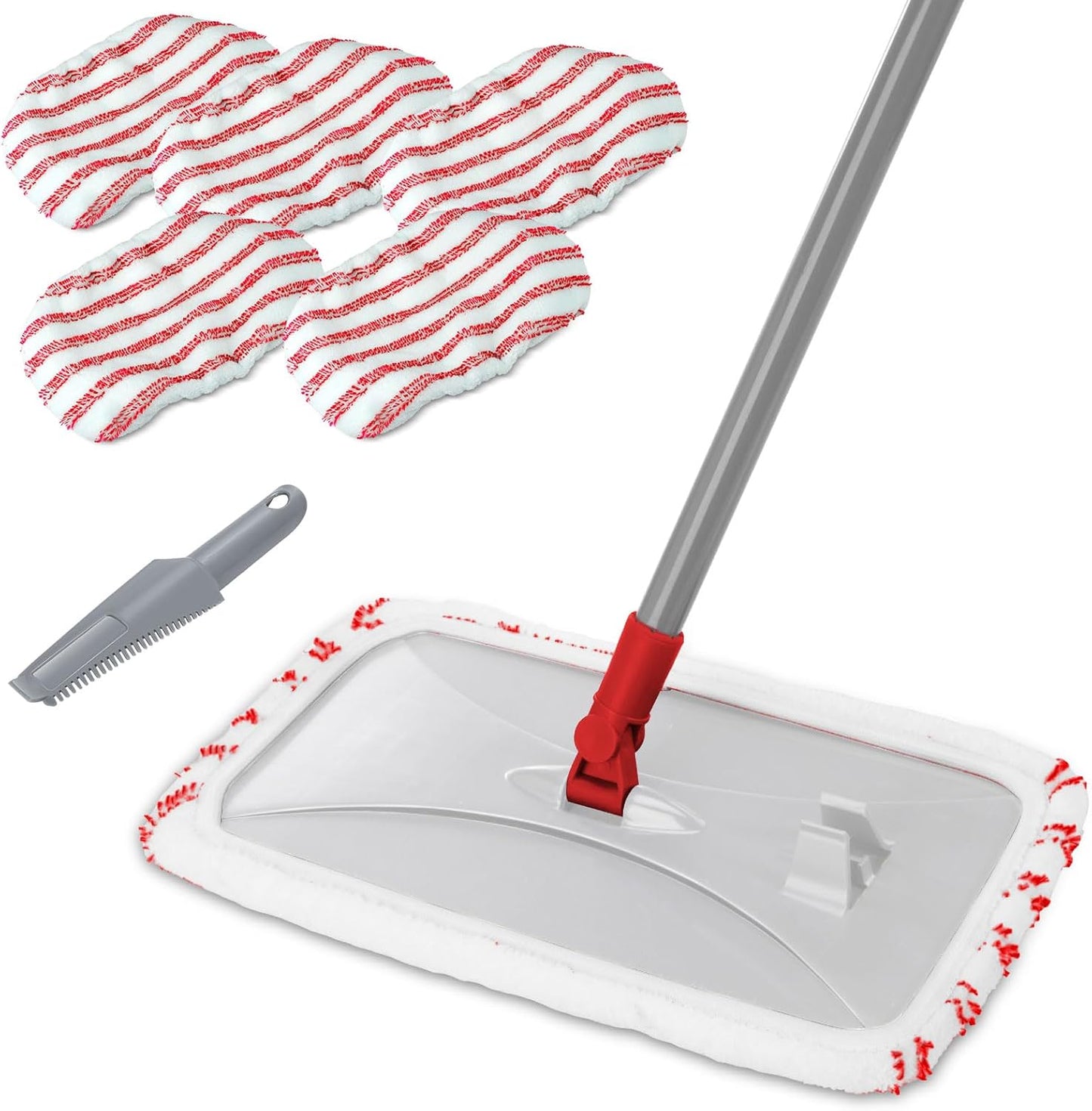Mops for Floor Cleaning, Masthome Flat Dust Mop with 4 Reusable Pads, 2-Sided Microfiber Dust Mop for Wet & Dry Use, Flat Flip Mops for Hardwood, Laminate, Vinyl,Kitchen, Tile -1 Scraper