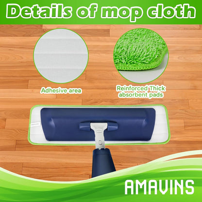 3 Pack Microfiber Reusable Mop Pads, Wet/Dry Floor Cleaning Refill Mop Pads, Spray Mop Hard Wood Floor Mop Pads Refills, Machine Washable Power Mop Pads Replacement