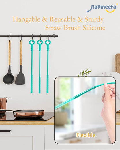 Straw Cleaner Brush Set - Raymeefa Scratch-Free Detail Cleaning for Reusable Straws & Tumblers (Blue)