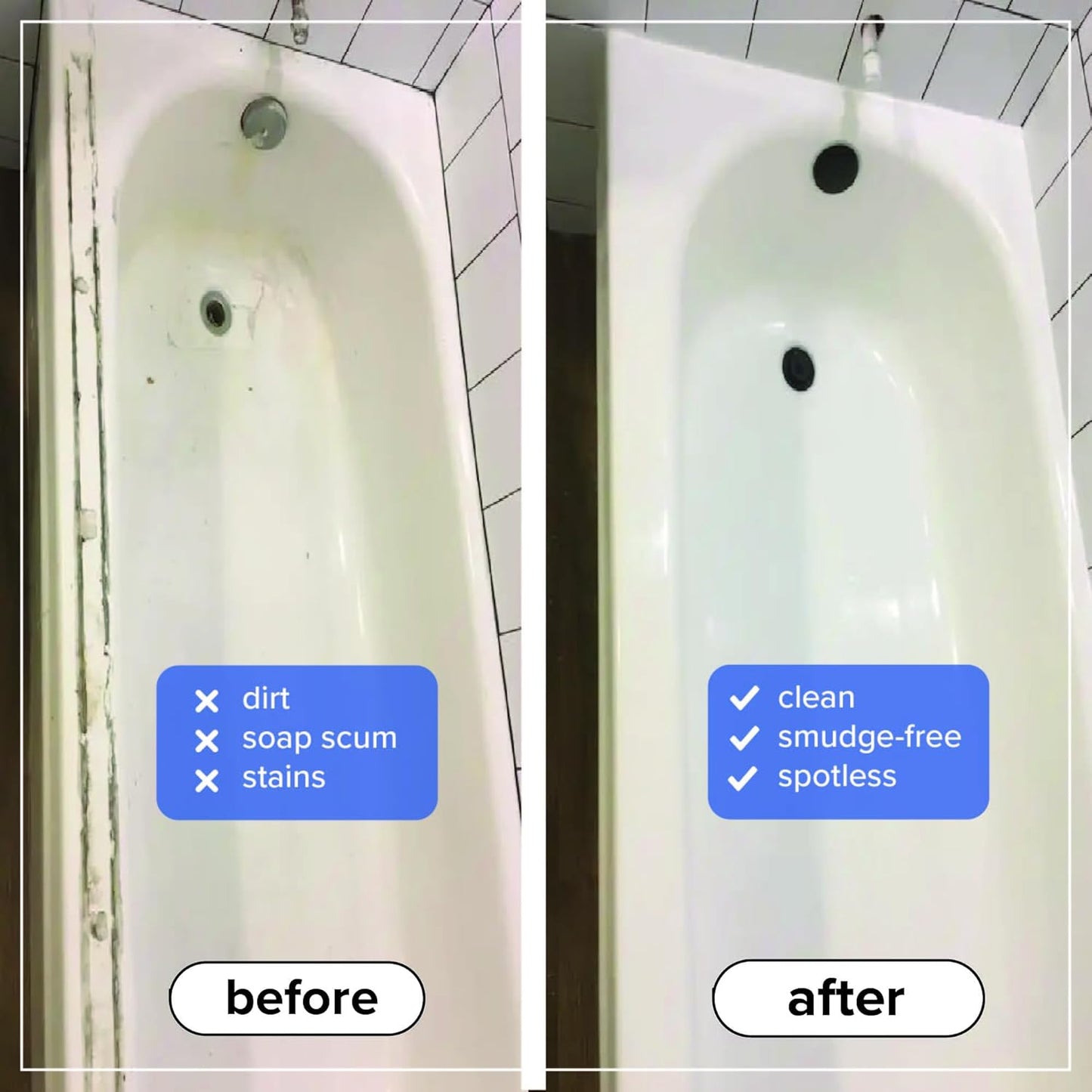 Tillbrook Fiberglass Shower Cleaner - 32 oz Fiberglass Cleaner for Bathtubs, Showers, Tile, Faucets & Bathrooms - Helps Remove Stains from Rust, Soap Scum & Hard Water - Streak-free, Non-Toxic Spray